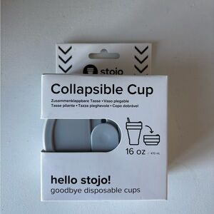 Stojo Grey Collapsible 16oz Leak-Proof Reusable Travel Cup